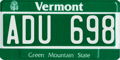 VT license plate ADU698
