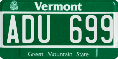 VT license plate ADU699