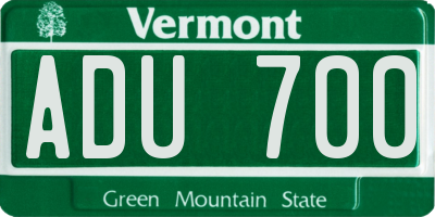 VT license plate ADU700