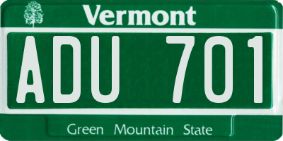 VT license plate ADU701