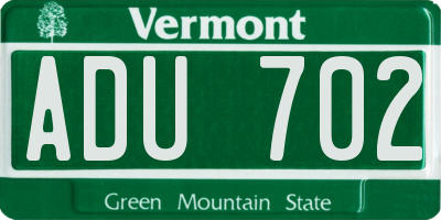 VT license plate ADU702