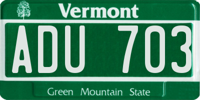 VT license plate ADU703