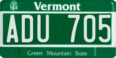 VT license plate ADU705