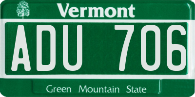 VT license plate ADU706