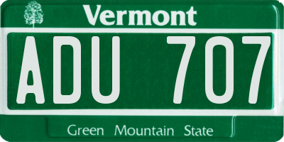 VT license plate ADU707