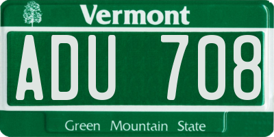 VT license plate ADU708