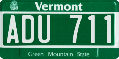 VT license plate ADU711