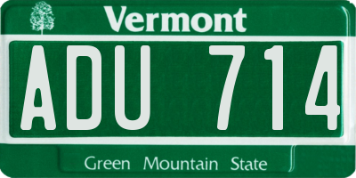 VT license plate ADU714