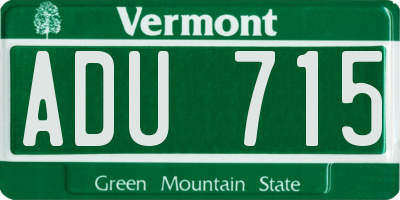 VT license plate ADU715