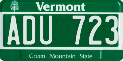 VT license plate ADU723