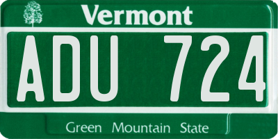 VT license plate ADU724