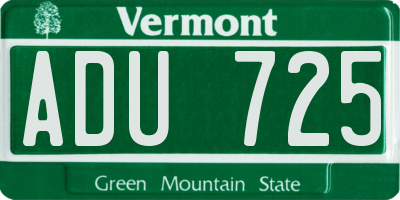 VT license plate ADU725