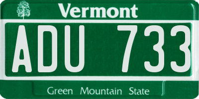VT license plate ADU733