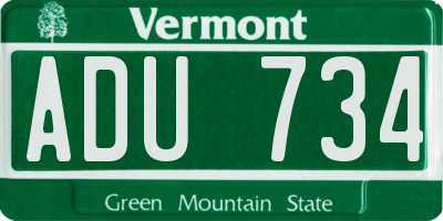 VT license plate ADU734