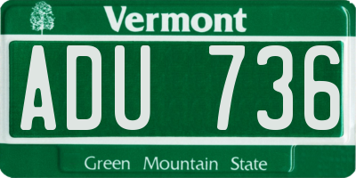 VT license plate ADU736