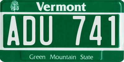 VT license plate ADU741