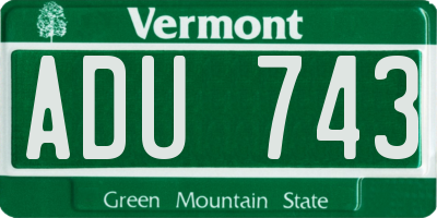 VT license plate ADU743