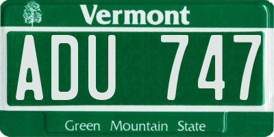 VT license plate ADU747
