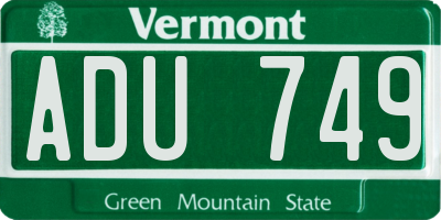 VT license plate ADU749