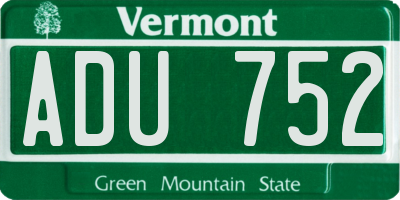VT license plate ADU752