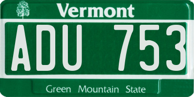 VT license plate ADU753