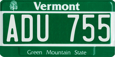 VT license plate ADU755