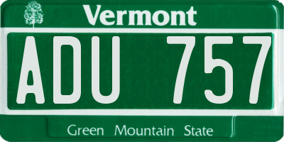 VT license plate ADU757