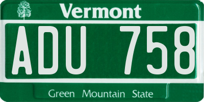 VT license plate ADU758