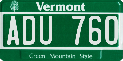 VT license plate ADU760