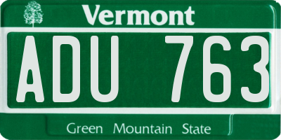VT license plate ADU763