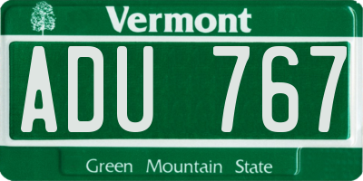 VT license plate ADU767