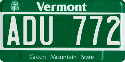 VT license plate ADU772