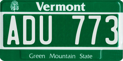 VT license plate ADU773