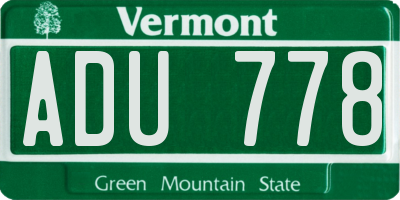 VT license plate ADU778