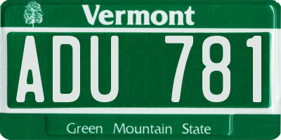 VT license plate ADU781