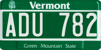 VT license plate ADU782