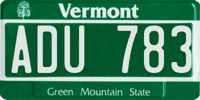 VT license plate ADU783