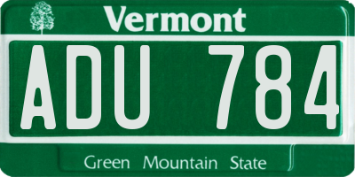 VT license plate ADU784