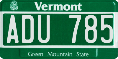 VT license plate ADU785
