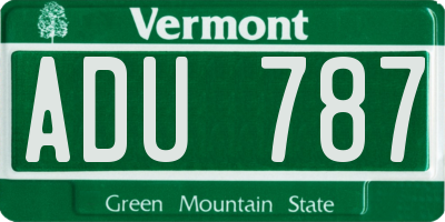 VT license plate ADU787