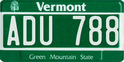 VT license plate ADU788