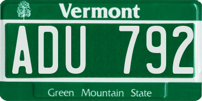 VT license plate ADU792