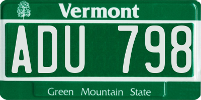 VT license plate ADU798