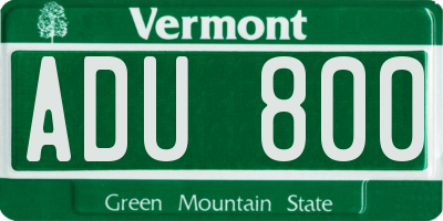 VT license plate ADU800