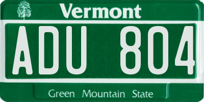 VT license plate ADU804