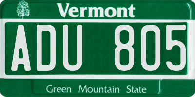 VT license plate ADU805
