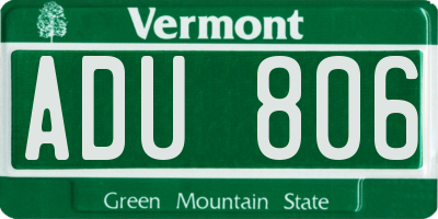 VT license plate ADU806