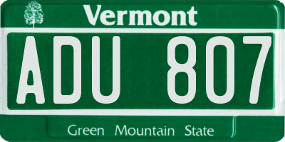 VT license plate ADU807
