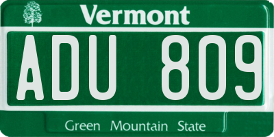 VT license plate ADU809