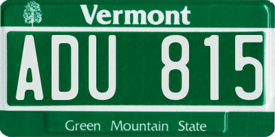 VT license plate ADU815